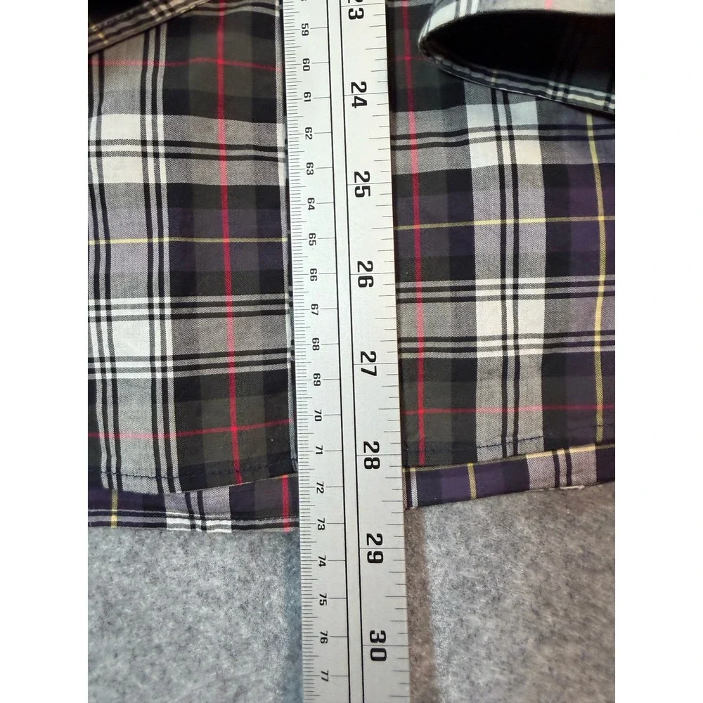 Ralph Lauren Kids Boys L 14-16 Plaid Button Down Shirt Purple Black Long Sleeve